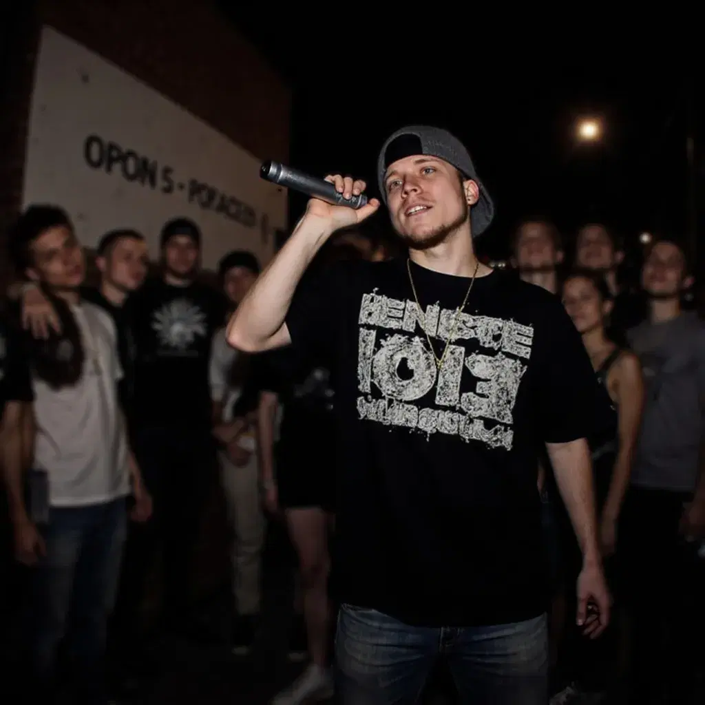 MC Bygone performing on the street